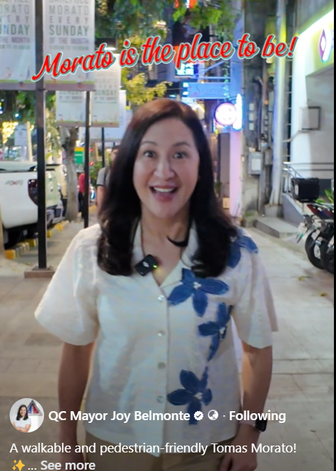 Mayor Joy Belmonte showcases Tomas Morato as PWD and Pedestrian friendly